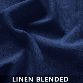 Mrs.Naturall Navy Blue Faux Linen Curtains 90 Inches Long for Living Room Boys Room Rod Pocket Back Tab Dark Blue Light Filtering Semi Sheer Window Drapes 90 Inch Length 2 Panels for Bedroom