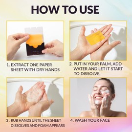 VALITIC Kojic Acid Dark Spot Corrector Paper Soap - Travel Size - 100 Portable and Dissolvable Soap Sheets - Help with Acne Spot - With Vitamin C, Retinol, Collagen and Turmeric - 2 Pack