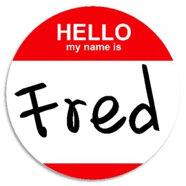 Kiwi Gifts Hello My Name Is Fred - 10 Pack Circle Stickers 3 Inch - Custom Nametag