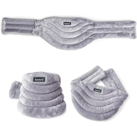 ASUTRA Weighted Neck Wrap, Plush Gray - Hands-Free Microwaveable Heating Pad for Neck and Shoulders, Hot and Cold Compress, Lavender Aromatherapy