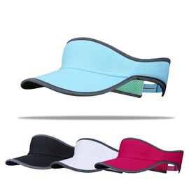 Sun Visors for Women, Adjustable UV Protection Visor Hat, Lightweight Foldable Brim for Golf Running Tennis, Moisture-Wicking Sweatband, 6 Colors (UK, Alpha, One Size, Blue)