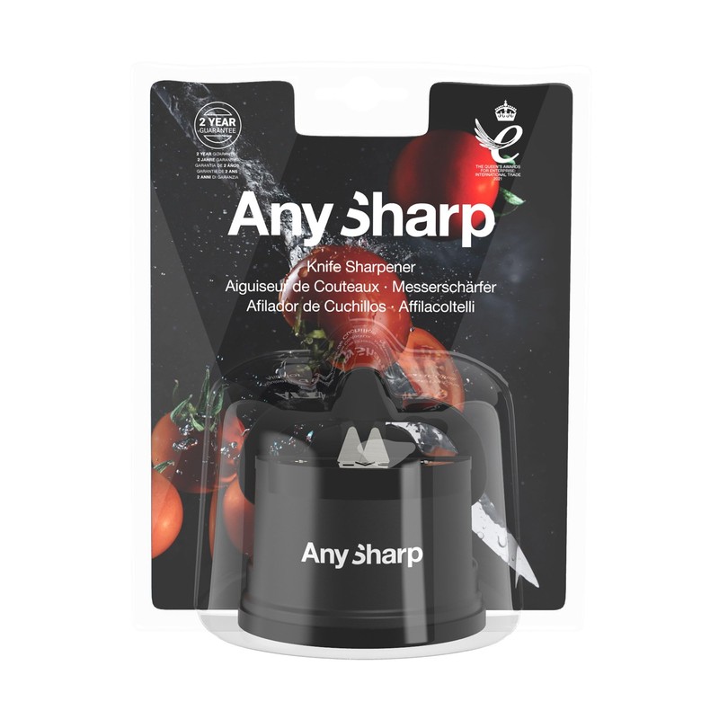 AnySharp Affilacoltelli, Sicurezza Mani Libere, Potente Suzione PowerGrip, Affila Sicuramente