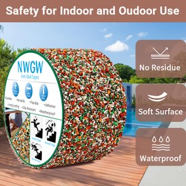 NWGW Heavy Duty Anti Slip Tape 4" x15FT - Red Grit Rubber Grip Tape for Stairs, Showers, Pool & Bathroom Safety Waterproof Non-Slip Traction Strips Indoor/Outdoor Use