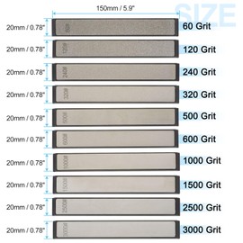 HARFINGTON 10pcs Sharpening Plate Set 60/120/240/320/500/600/1000/1500/2500/3000 Grit Lapping Plate Sharpener Kit with a Non-Slip Base