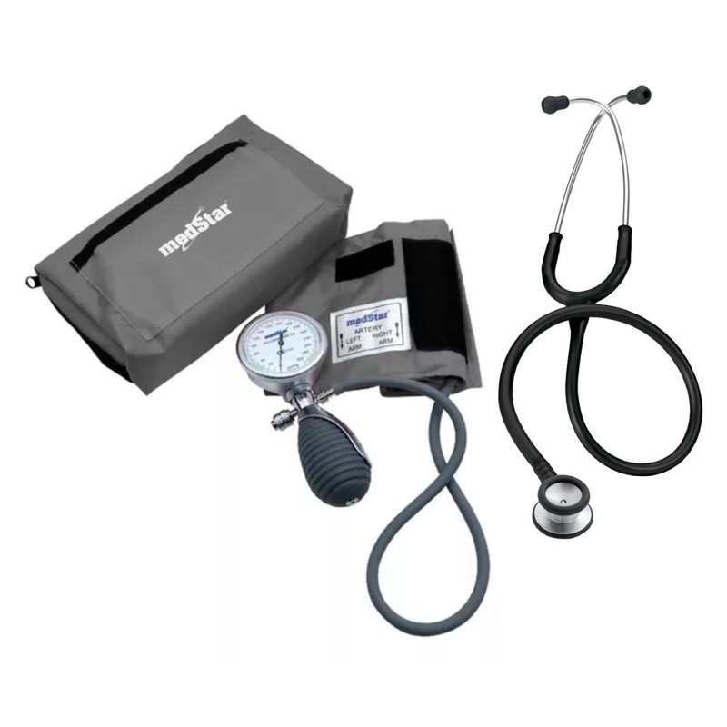 MEDSTAR | Kit Baumanómetro Aneroide Tipo Palma Platinum con Estetoscopio