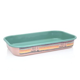 Enamel Roasting Pan with Handles (Have a Beautiful Day)