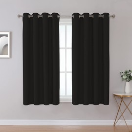 Upcortinassi Inherent Fire Retardant Curtain Flame Resistant Window Curtains for a Classroom, Black, 52 x 63, 2 Panels