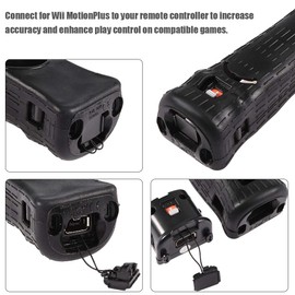 Wii Motion Plus Adapter, Motion Plus MotionPlus Sensor Adapter Compatible with a Variety of for Wii Games,Motion Plus Adapter with Silicon Case Cover for Wii Remote Controller(Black)