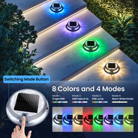 SOLPEX Solar Deck Lights Driveway Dock Lights, Outdoor LED Color Changing Lights Driveway Markers 12 Pack, Solar Pathway Lights Outdoor for Dock Sidewalk Stair Garden Yard