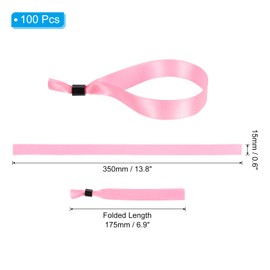 PATIKIL Disposable Cloth Wristbands for Events, 100 Pcs Adjustable Cloth Event Wristbands Colored Wrist Bands for Concert Club Parties, Pink, 13.8"x0.6"