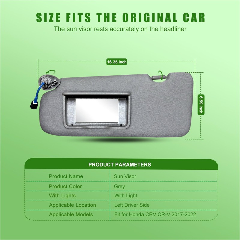 Left Driver & Right Passenger Side Sun Visor for Honda