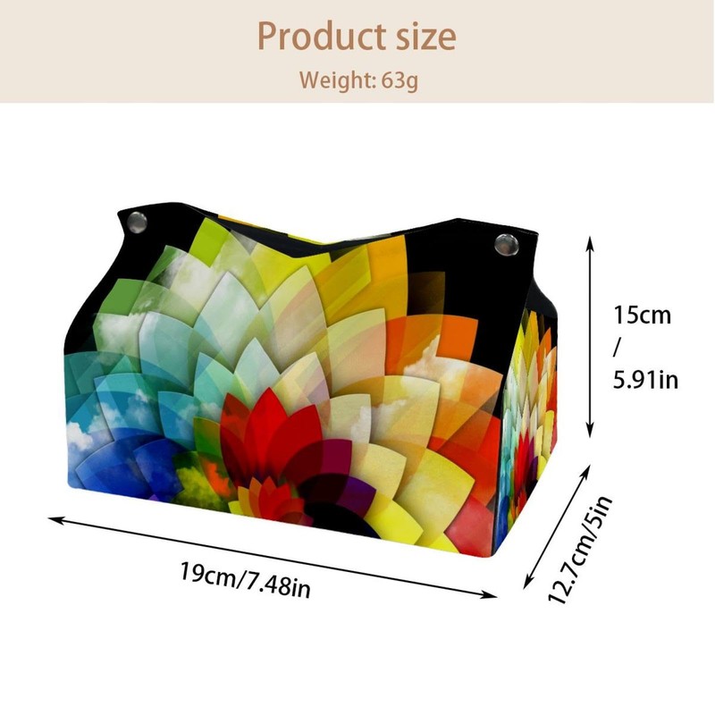 2 Pack Tissue Box Cover Holder, Rainbow Zebra Pattern Rectangle