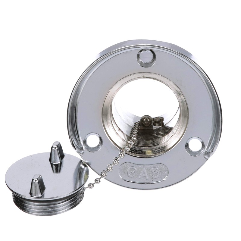 Seachoice Deck Mount Gas Fill Plate w/Cap, Chrome-Plated Zinc, Includes