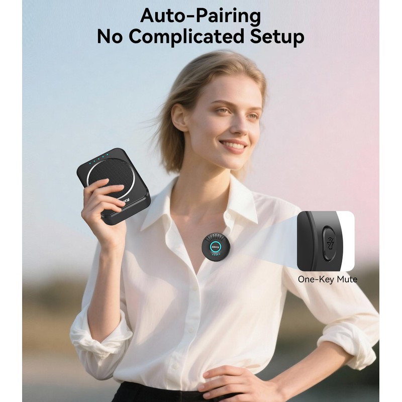 Portable Voice Amplifier with Wireless Lapel Microphone, Personal Microphone for