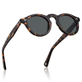 CARFIA Retro Polarised Men's Sunglasses UV400 Protection for Small Face Round Eco-consciousness Acetate Italian Luxury Style Driving Golf Cycling Shades CA2306