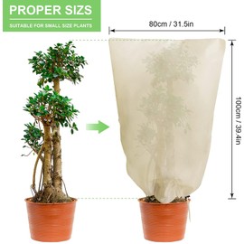Hydrogarden Plant Fleece Frost Protection, Plant Frost Protection Cover for Plants Trees Shrubs-Reusable Shrub Covers Jacket with Zipper Drawstring(100x80cm)