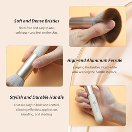 HEYMKGO Juego de brochas de maquillaje, 18 piezas de pinceles profesionales con 2 soplos de polvo y bolsa de viaje, kit de brochas de mezcla de polvo 