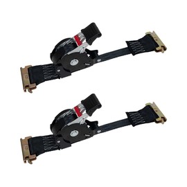 Mytee Products 1'' x 12' Retractable Ratchet Straps for E-Track - Auto Retract Tie Down Straps with 500 lbs WLL - Self Ratcheting Strap for Boat, Jet Ski, ATVs, Bikes (2 Pack)