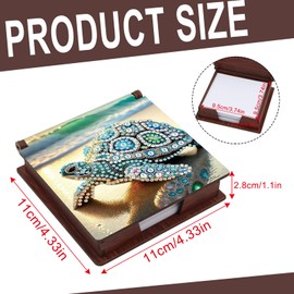 SHEGZHUC Diamond Painting Note Box Refill Pack Holder Bamboo Notepad with 160 Sheets Diamond Painting Note Box Wooden Mosaic Pictures Gift Turtle Sea Animals