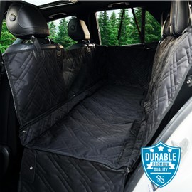 Bulldogology Dog Car Seat Cover with Mesh & Zippers Waterproof Heavy Duty Dog Hammock Backseat Protector from Dog Hair, Muddy Paws, Scratches - Pet Car Seat Cover for Cars Trucks SUVs (Large, Black)