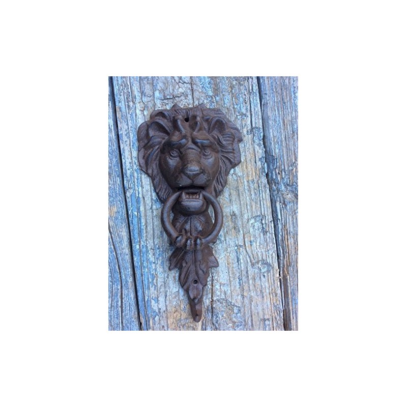 DoorKnockerBest,Antique Lion Head Door Knocker Brown Cast Iron