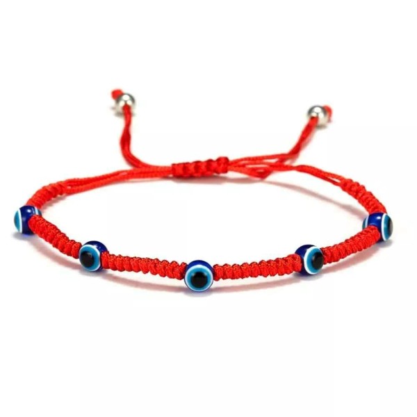 Adjustable 5 Beads Turkish Blue Evil Eye Red String Thread
