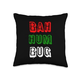 Winter Holiday Season Apparel Co. Christmas Bah Humbug Festive Grumpy Spirit Throw Pillow, 16x16, Multicolor