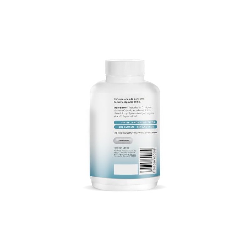 Bio Colágeno Hidrolizado Ácido Hialurónico Vitamina 180 Cápsulas Fortalece Uñas