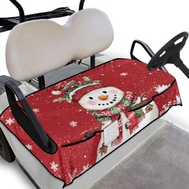 Mintulipy Christmas Golf Cart Accessories Golf Cart Seat Cover Snowman Snowflakes Blanket Towel Golf Seat Cover with 4 Pockets Fits Golf Carts Club Cars 2 Seats Cart