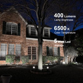 GOODSMANN Low Voltage Spot Light Landscape Lighting 5W LED 6500K for Outdoor Lighting with Metal Spike and Connector Garden, Pathway, and Driveway 9121-16102-01A