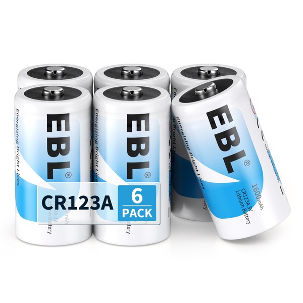 EBL EBL CR123A Battery 6 Count, 123A 123 3V Lithium