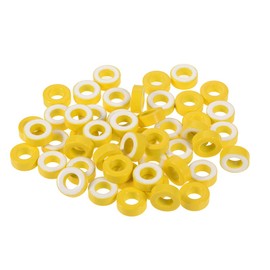 sourcing map Ferrite Ring Iron Force Toroid Core Yellow White 8.2 x 15.5 x 6.2 mm Pack of 50