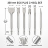 SDS Plus Chisel Set 250mm Hammer Drill Bits for Concrete,