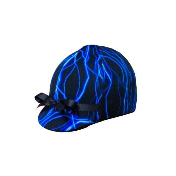 Equestrian Riding Helmet Cover - Blue Lightening