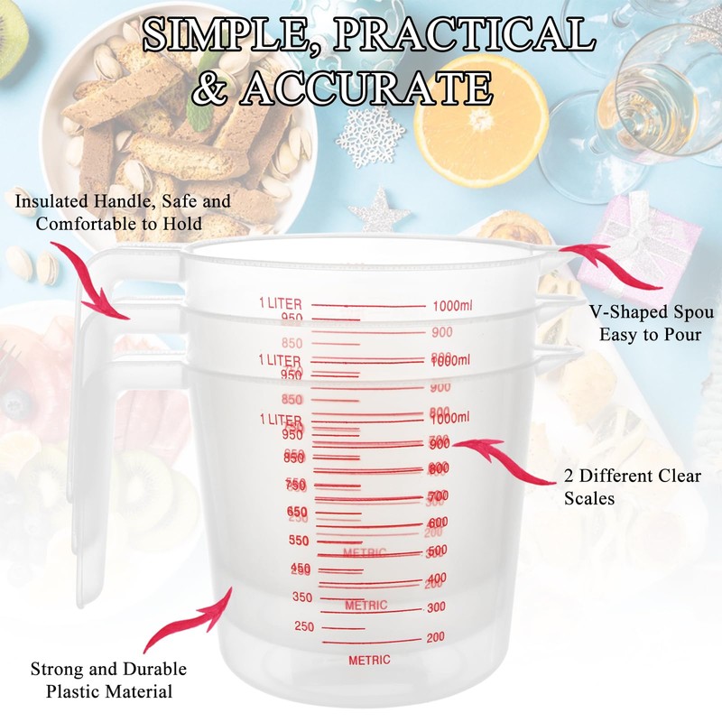 LDHHYH 12pcs Measuring Jugs 1 Litre, Kitchen Measuring Jug with