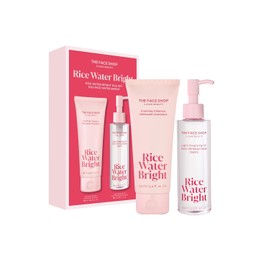 The Face Shop Rice Water Bright Foaming Facial Cleanser with Ceramide, Gentle - Double Cleansing Duo Set
