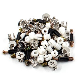 BokWin 24 Set 35mm Cam Lock Screws for Furniture,3 in 1 Cam Lock Fasteners,Cam Fitting with Dowel and Pre-Inserted Nut for Cabinet Drawer Connecting