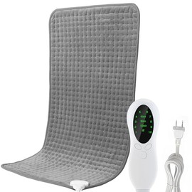 Caliente Electrica，Calentamiento Rápida Heating Pad ,10 Ajustes de Temperatura Almohadilla con Temporizador ，Apagado Automático, Plegable y Lavable a Máquina,Cojin Electrico Caliente para Aliviar Dolores de Rodilla, Espalda, Piernas(30 x 60 CM/Gris)