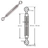 Turnbuckle M3 V4A Stainless Steel Pack of 4