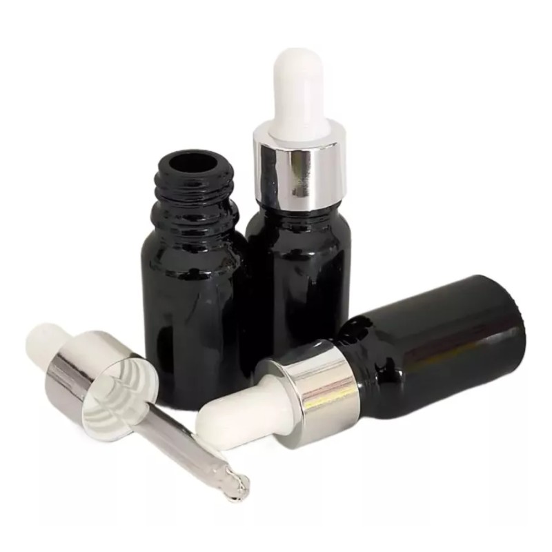 Meliars Frasco Gotero 10/30 Ml Negro Bulbo Plata/blanco (30 Pzs)