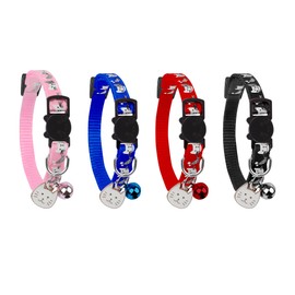 4pcs Cat Collars, Kitten Collars with Bells and Pendant, Quick Release Cat Collar, Adjustable 19-32cm Length (Set 1)
