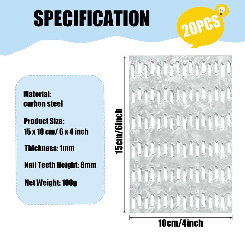 4x6 inch Truss Plate 20 Pack Pronged Mending Plates with