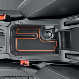 BIBIBO Centre Console Storage Box for 2020-2024 Seat Leon MK4 / Cupra Leon/Cupra Formentor, Organiser with Non-Slip Mat, Centre Armrest, Storage Compartment, Car Armrest Rest Accessories (Orange)
