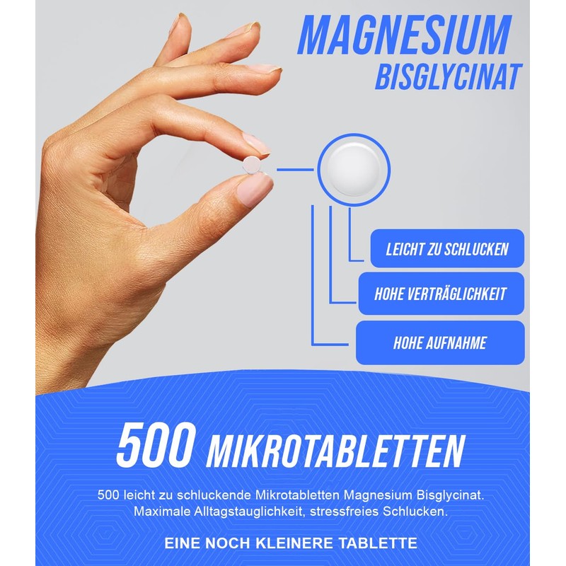 Magnesium Bisglycinate Glycinate Dietary Supplement | 500 Mini Tablets |
