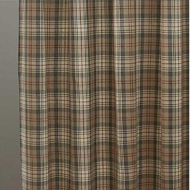 Taupe Gray, Tan, Red, Cream Plaid Gentry Fabric Shower Curtain by Park Designs