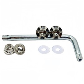 Kuroobaa Titanium Motorcycle License Plate Bolts Anti-theft Screws with Hex Lock Nuts Snowflake Design M6 x 15 Set of 2 (Silver)