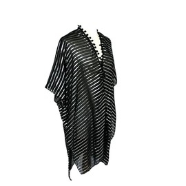Black & Silver Super Soft Sheer Kaftan Beach Cover Up
