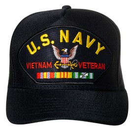 Artisan Owl United States Navy Vietnam Veteran Emblem Patch Hat – Adjustable Baseball Cap (Navy Blue)
