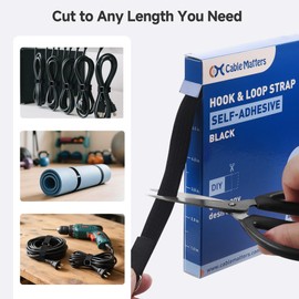 Cable Matters Hook and Loop Straps with Buckle, 30ft Roll with 45 Metal Buckles, 0.6 Inch Wide Adjustable Cable Straps, Black