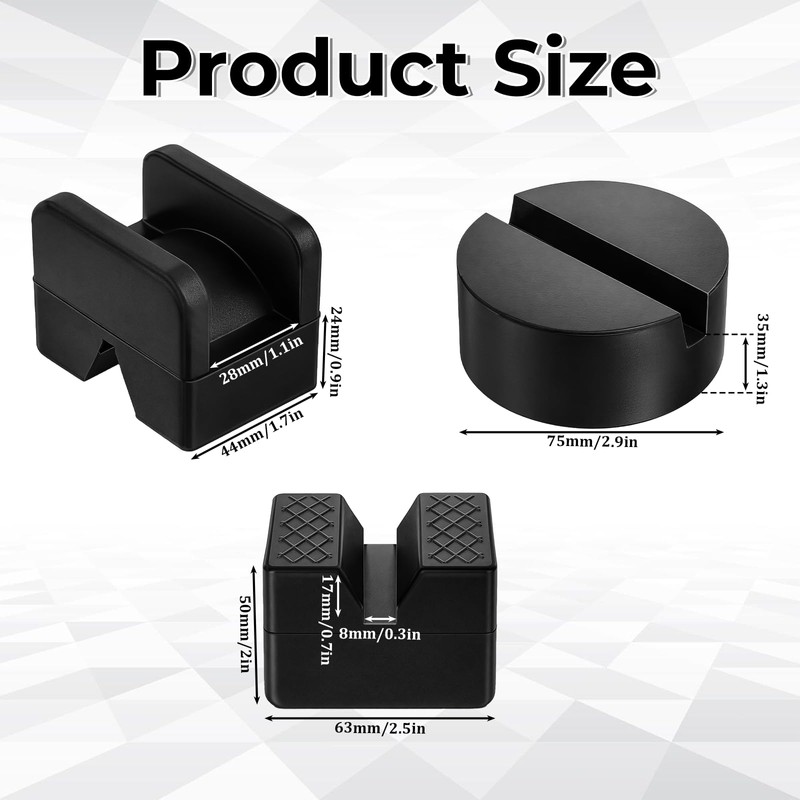 8 Pcs Jack Stand Pads, Black Rubber Cars Jack Stand